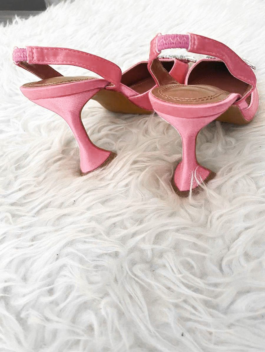 Decollete Cristallo Eleganti Con Tacco Alto Rosa Donna