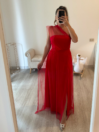abito da cerimonia in tulle rosso